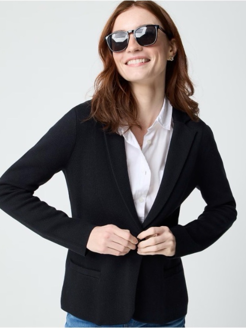 J. Crew Black School Boy Sweater One-Button Blazer in Size L - Picture 2 of 12